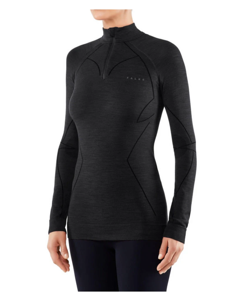 Falke Wool Tech Zip Shirt Regular W Black 1 Falke Wool Tech Zip Shirt Regular W Black